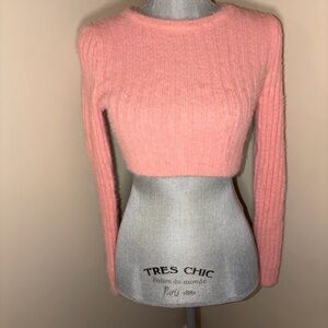 Topshop Pink Textured Cropped Sweater Size Small UK 🇬🇧 4-6 🇺🇸